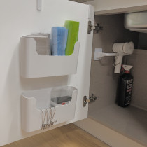 Doubled preferable white wall-mounted perforated containing box sticking type hanging shelf suspended finishing box