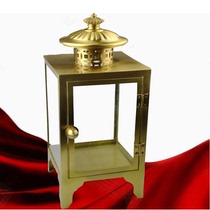 Pure copper four-sided oil lamp temple oil lamp Buddha lamp Changming lamp for Buddha crisp glass lamp windshield glass lamp Buddha