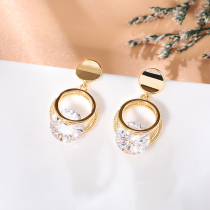 Multi-layer ring diamond earrings women s925 silver needle geometric cold wind drop earrings Korean business metal temperament earrings