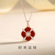 s925 Pure Silver Rotating Windmill Necklace Original Heart-mover Zircon Pendant Rose Gold Agate Collarbone Chain Send Girlfriend