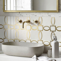 Nordic porch tile toilet bathroom metal mosaic curved background wall marble waterjet mosaic wall tiles