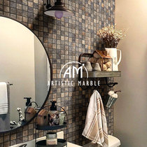 Natural stone mosaic rust-colored slate cultural fossil Wall Flower Pool door post bar bar antique fish pond tile