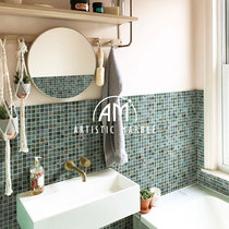 Natural stone mosaic Carla White marble tile porch living room background wall pool fish pond Outdoor