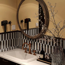 Nordic ins metal feather mosaic marble toilet bathroom tile restaurant kitchen shaped background wall