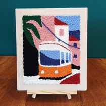 Russian poke embroidery love bus wool handmade embroidery diy material package set embroidery Pier embroidery wool embroidery