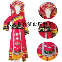 Custom new ethnic minority clothing Guangxi Zhuang red bridal dress singer host performance costume stage set