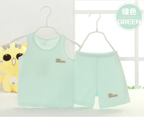 Baby summer short sleeve vest set cotton T-shirt thin boneless male and female infants and young children 0-3 years old two-piece set