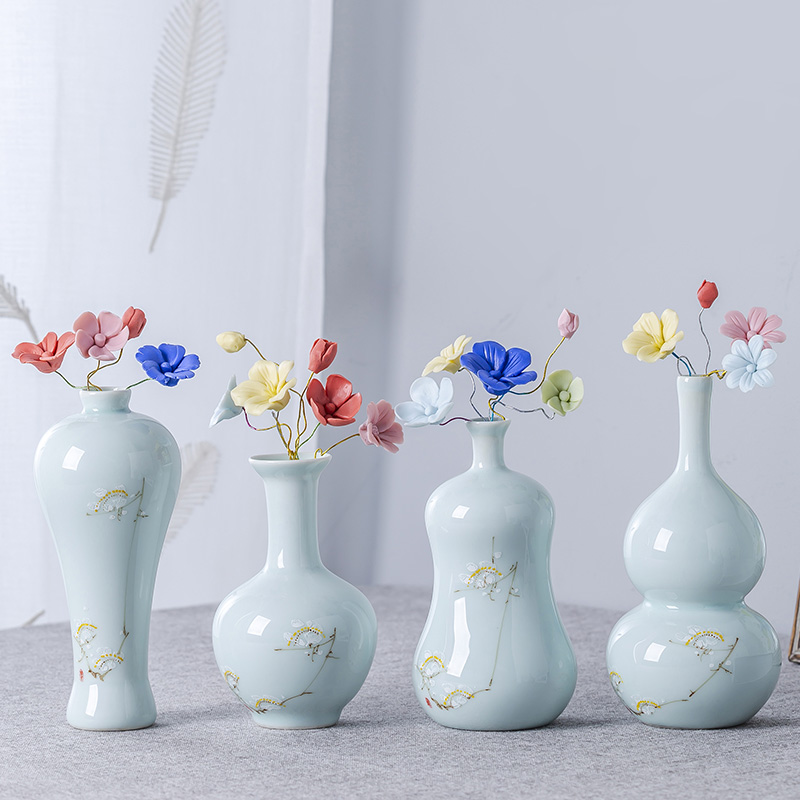 Jingdezhen contracted the new Chinese style is I ceramic floret bottle furnishing articles porch office desk table flower decoration