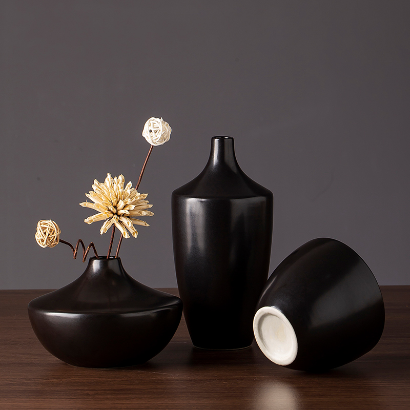 New ceramic vase zen hotel sitting room adornment is placed combination of I and contracted, black flower vase