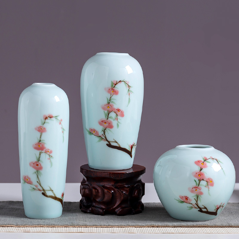 Jingdezhen manual painting ceramic vases, modern creative tea table desktop furnishing articles decorations suit flower vase