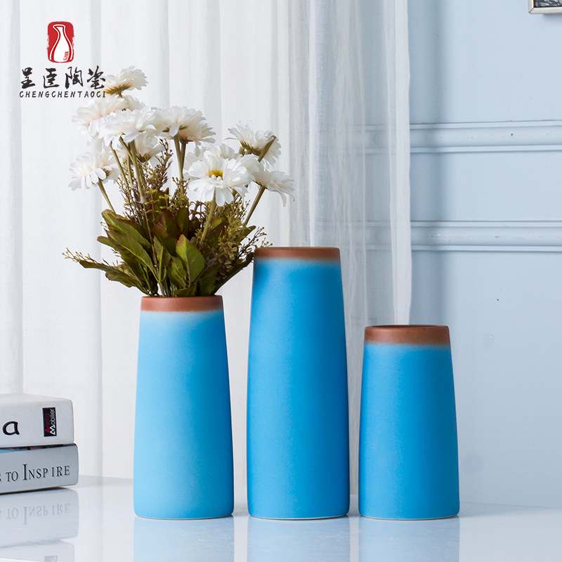 Jingdezhen boreal Europe style furnishing articles contracted wind blue vase sitting room tea table desktop flower vase vase