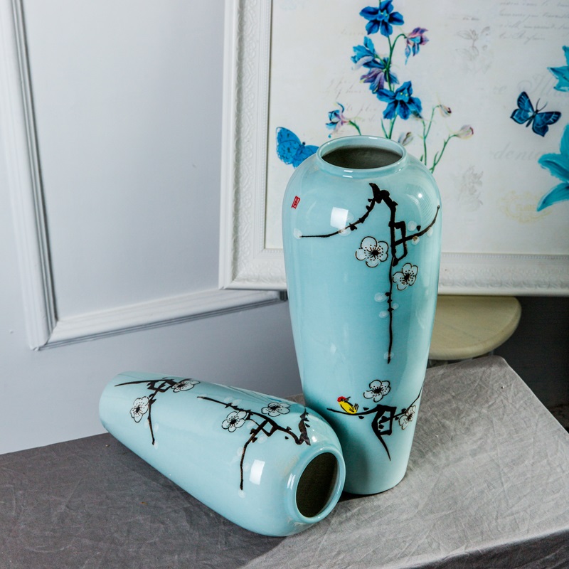 Jingdezhen ceramic vase office restaurant furnishing articles bedroom toilet blue Chinese porcelain home decoration