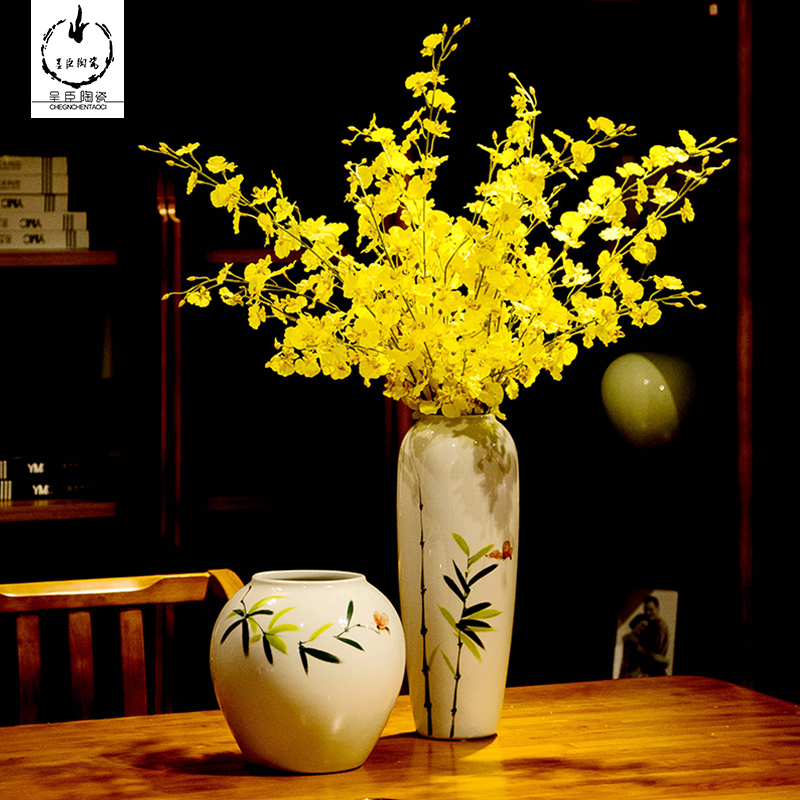 I and contracted fashion creative furnishing articles be born the sitting room of jingdezhen ceramics dried flower vase household decorations