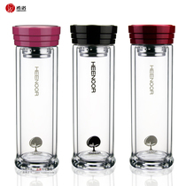 Shino double glazed glass mug transparent male lady water cup tea cup creative bubble tea cup with filter screen for free lettering