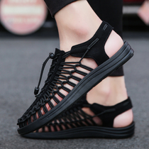 Roman sandals men genuine leather 2021 summer wear cool drag trend sports breathable casual couple Vietnam beach shoes