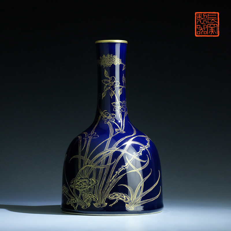 Offered home - cooked ju long up is the blue see colour bell daily furnishing articles vase jingdezhen ceramic flower implement manually