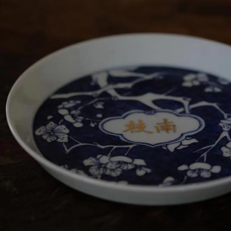 Private customized offered home - cooked in jingdezhen blue and white ice MeiPan hand - made ceramic tea tray was pot bearing fruit tray was dry terms plate