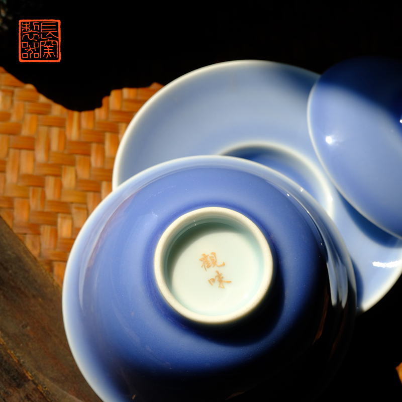 Offered home - cooked ju long up controller shamrock glaze tureen jingdezhen pure manual archaize ceramic tea tea bowl