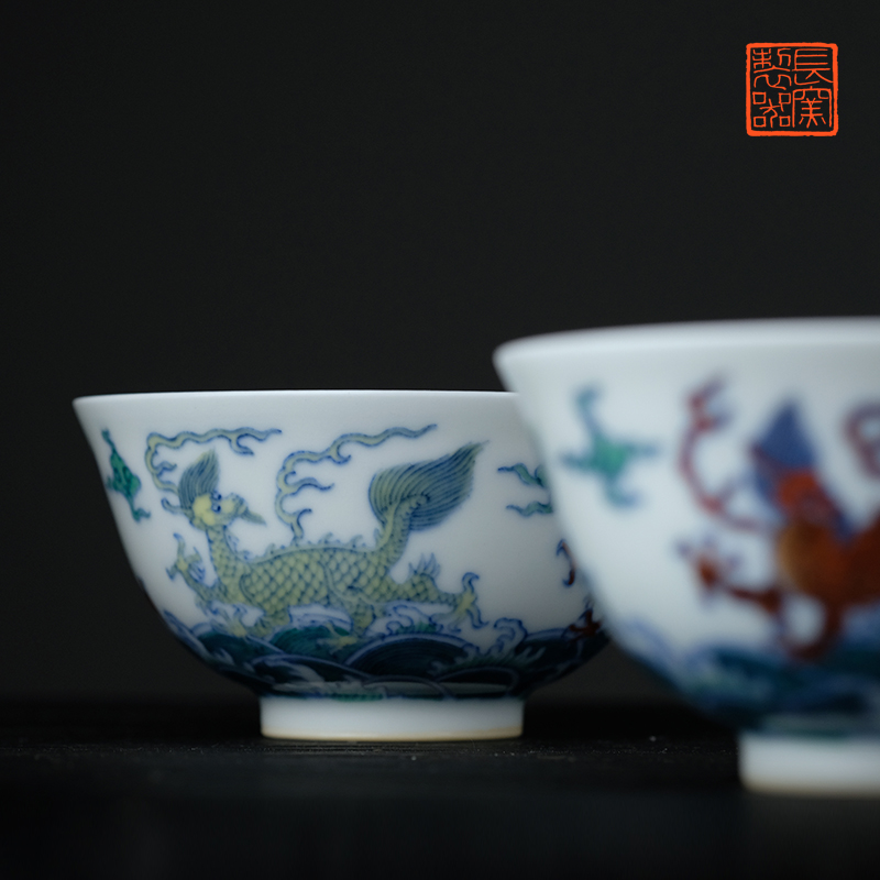 Offered home - cooked in yongzheng bucket color sea grain small jingdezhen full manual hand - made ceramic tea cups