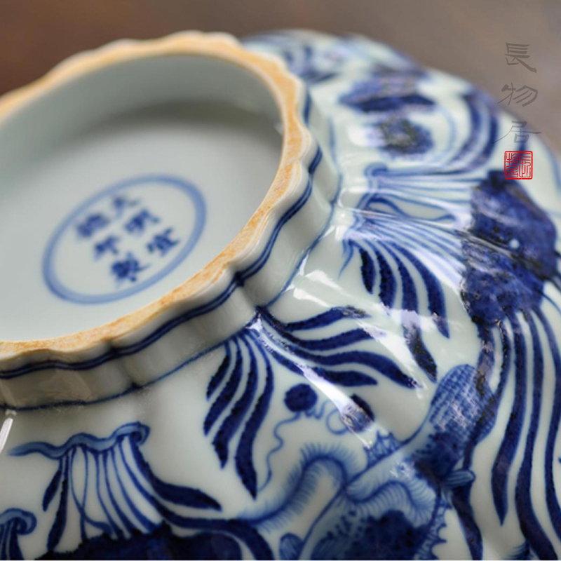 Offered home - cooked imitation jintong hand - made mackerel in algal lines 10 leng ling expressions using big bowl of jingdezhen manual archaize ceramic bowl