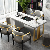 Marble coffee table Light luxury modern simple tea table and chair combination Office Kung Fu tea table Household tea table integration