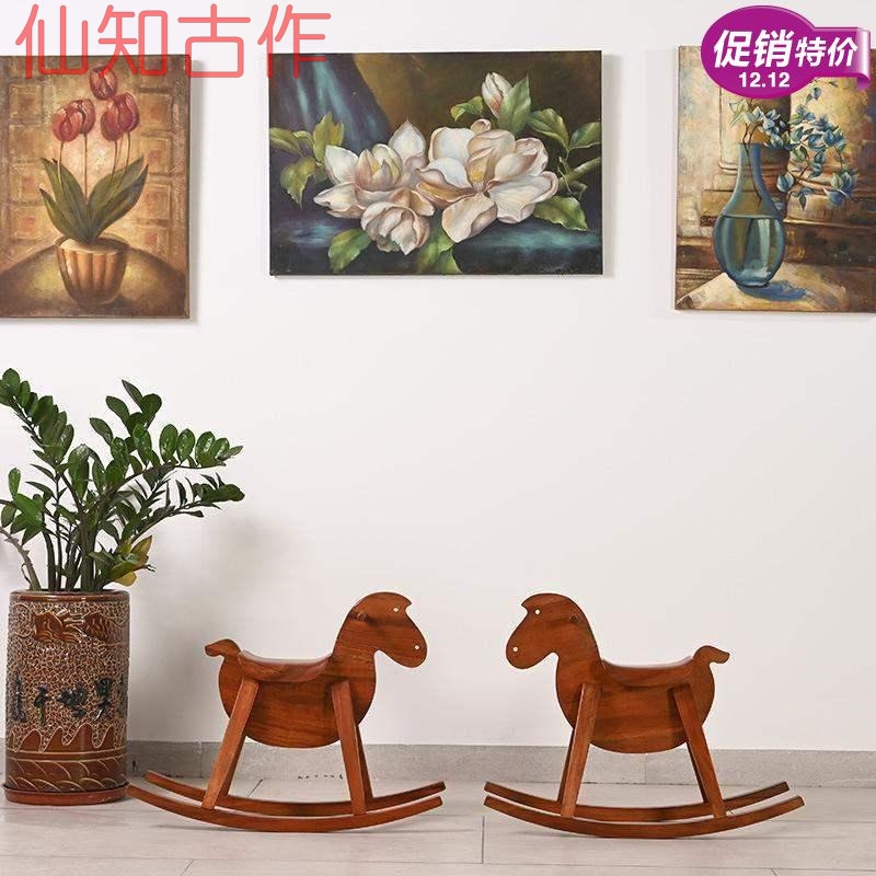 Fairies quality new creative Chinese style fragrant flowers pear Trojan horse rocking chair children solid wood chairs wooden chairs wood furniture-Taobao