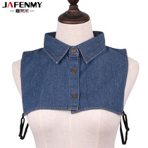 Denim false collar Mens and womens cotton shirts Korean version of the wild false collar shirt collar decorative collar Spring and autumn and winter pointed collar