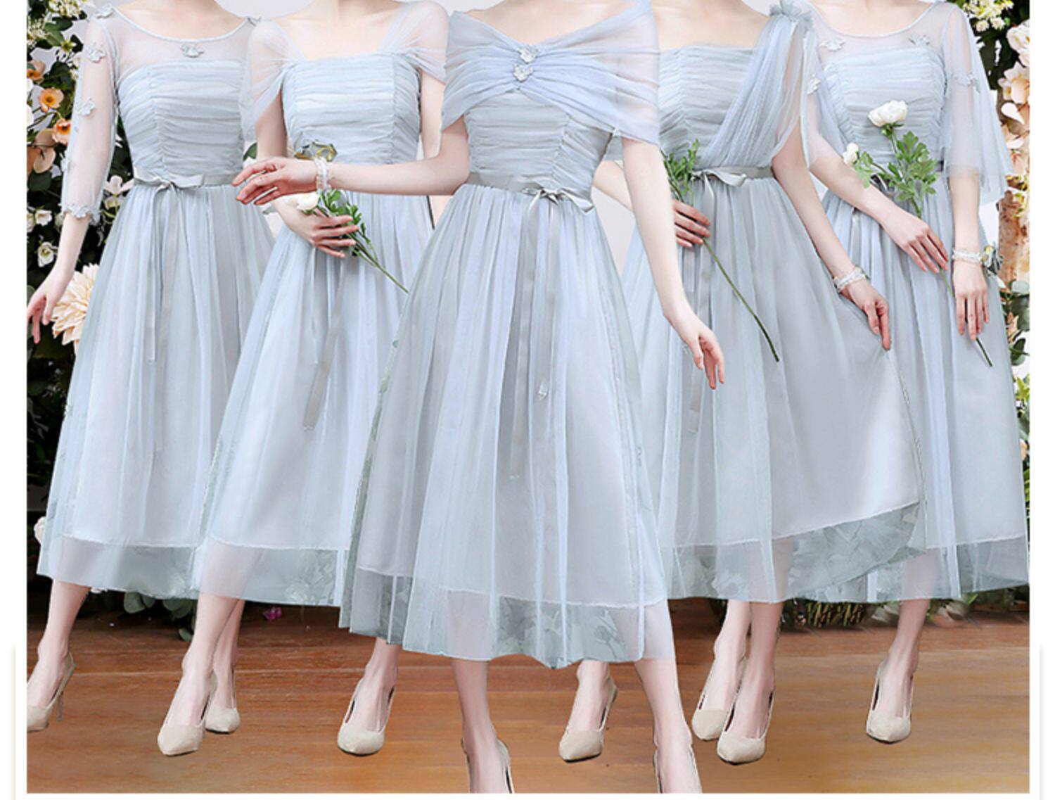 伴娘礼服女2022新款中长款小个子可穿姐妹团裙仙气质粉色学生夏季