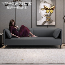 Lunch break genuine leather office sofa Modern minimalist business reception office Double trio position sofa tea table combination