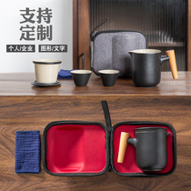 Ceramic one pot two cups portable tea set Travel bag tea set Outdoor car express cup travel custom logo