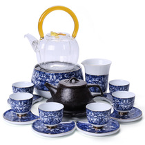 Zhongzheng blue and white porcelain complete set of Kung Fu tea household ceramic Titian teapot multi-function electric ceramic stove 17 into
