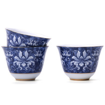 Zhongzheng painted gold blue and white porcelain teacup Ceramic Gongfu tea cup Tea cup Single cup Japanese tea ceremony master cup