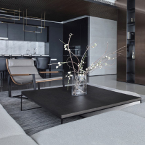 Simple solid wood coffee table light luxury Nordic modern middle-aged small apartment log board color tea table ins style square table