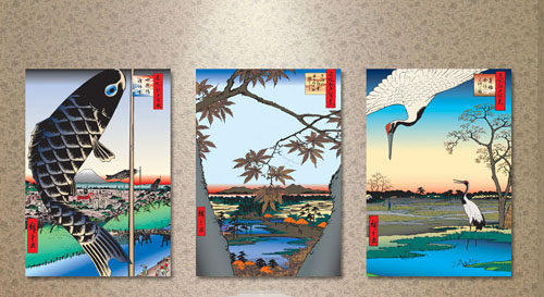 日本餐厅装饰画浮世绘日式风格壁画风景鱼仙鹤酒店宾馆榻榻米挂画_7折