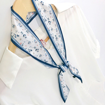 South Korea small silk scarf female ins Net red small ribbon narrow long multifunctional versatile versatile decorative ribbon hair band Small scarf