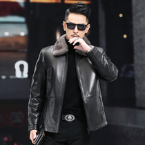 2022 Winter new leather male leather fetal bovine jacket with mink in the middle-aged velvet and thick mink coat