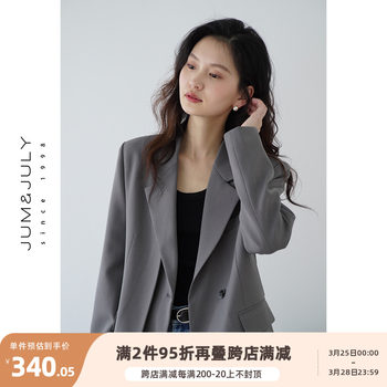 Jiajuli spring new one-button ສີ​ຂີ້​ເຖົ່າ blazer ເສື້ອ​ຄຸມ​ສູງ​ສຸດ​ຂອງ​ແມ່​ຍິງ​ເປັນ​ປົກ​ກະ​ຕິ​