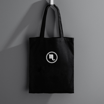 Zodiac sign one-shoulder canvas bag black hand-held eco-friendly canvas bag large capacity shopping bag to figure customization