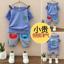 Boy summer suit 2021 new childrens short sleeve two-piece set Small Children Baby foreign boy clothes trend