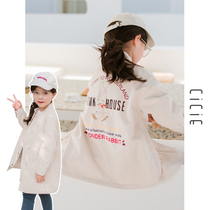 Cicie childrens clothing baby spring and autumn clothing fashionable new foreign style Korean leisure long coat girl windbreaker