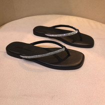 European station 2022 summer new rhinestone flat flip-flops women wear leather flip-flops beach sandals tide