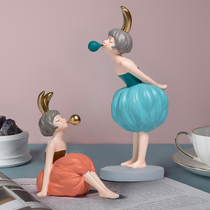 Nordic Japanese Healing Department Blowing Bubble Girl Small Ornament Childrens Room Girls Desktop Home Decoration Decoration