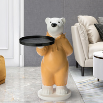 Large animal polar bear sculpture floor decoration decoration model room living room TV cabinet next to the home welcome