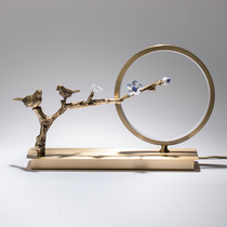 New Chinese American all-Copper Moon shadow lamp Villa living room porch bedroom high-grade bedside lamp bird flower fragrance ornaments