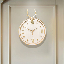 American light luxury Nordic restaurant Living room wall clock Household fashion clock creative watch Atmospheric hanging watch clock mute