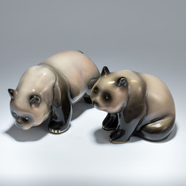 All copper panda ornaments Crafts Study Office Shop Cafe hotel living room entrance wine cabinet decoration