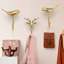 Modern light extravagant living room porch bedroom bird elephant elk full copper adhesive hook high-end clothes and hats hook