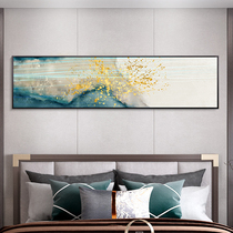 New Chinese American light luxury model room hotel bedroom room bedside background wall decorative painting abstract long hanging painting