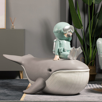 Large large creative whale floor decoration restaurant clothing shop entrance welcome decoration Hall decoration
