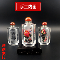 With wood-to-hand interior painting Chinese characteristics Crystal Inner painting snuff pot Foreign Affairs Business abroad Gift to the outside